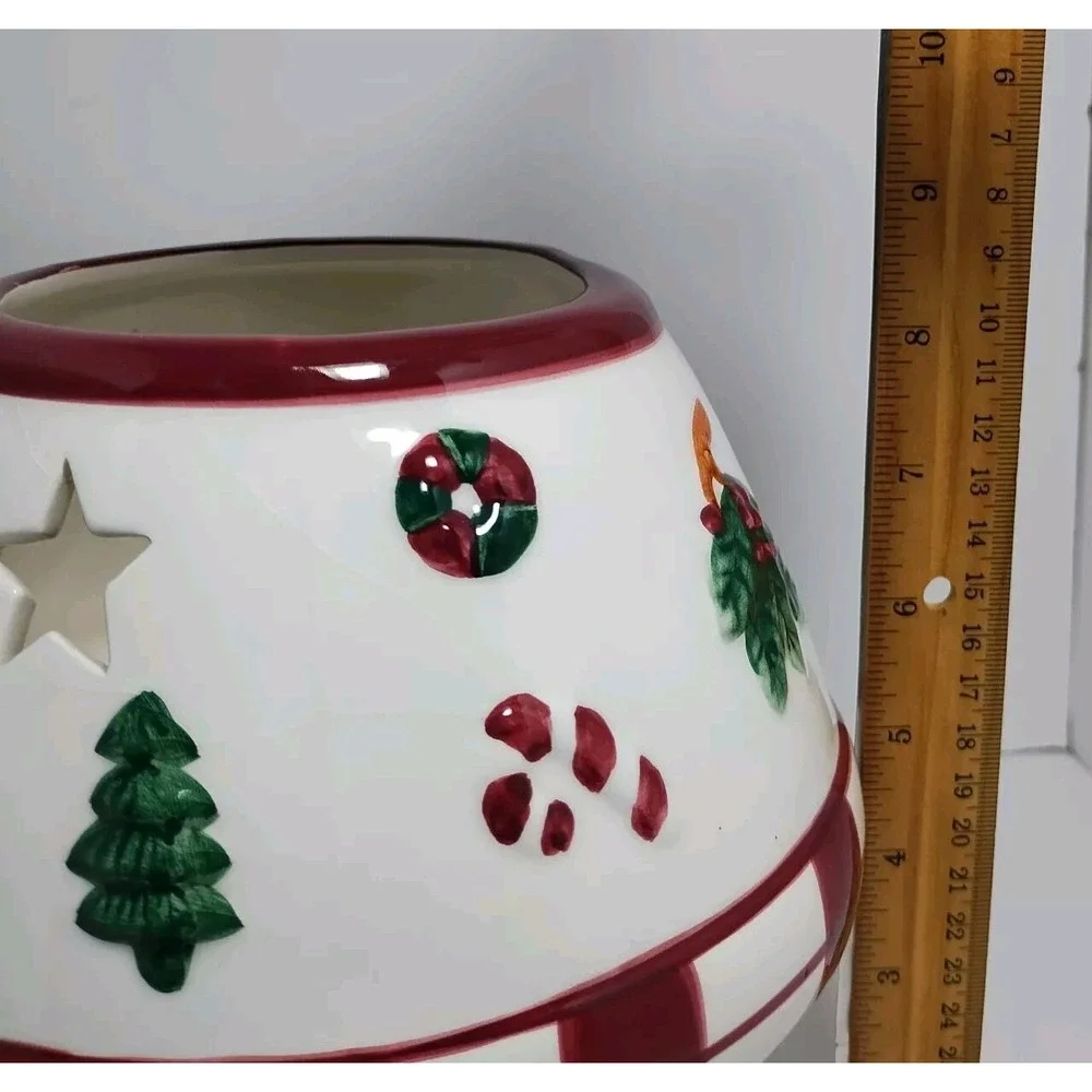 Ceramic Christmas Candle Lamp Shade & Base Holder for Large Pillar Candles 9